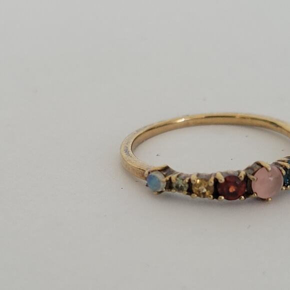 ete 925 Silver Ring Gold Size US 5.5 16mm Jewelry Multi Gem Pearl Multicolored - Picture 8 of 8